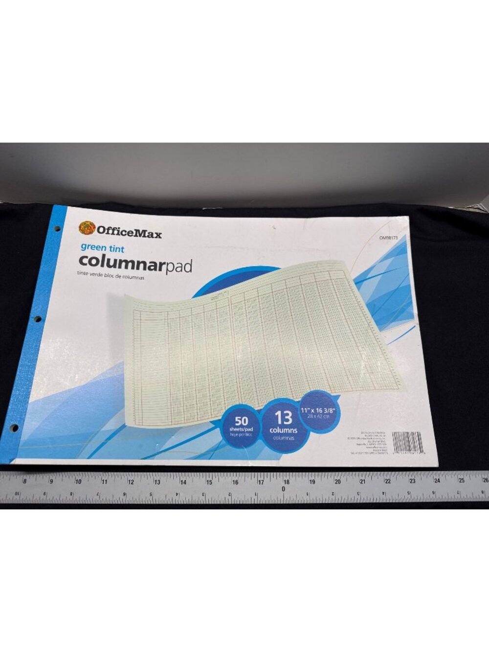 OfficeMax Green Tint Columnar Pad 13 Columns 50 Sheets 11" x 16 3/8" Made In Bra